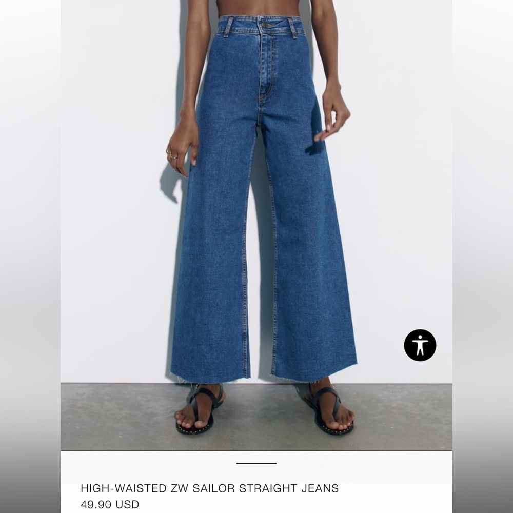 Zara Marine Straight Jean, Medium wash, size 6